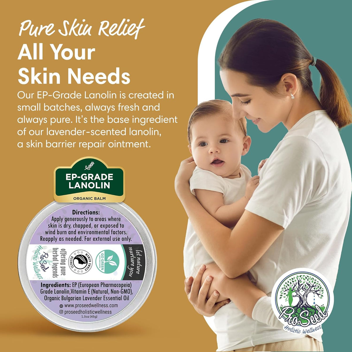 Lavender Infused Lanolin Balm with Vitamin E | 2 oz