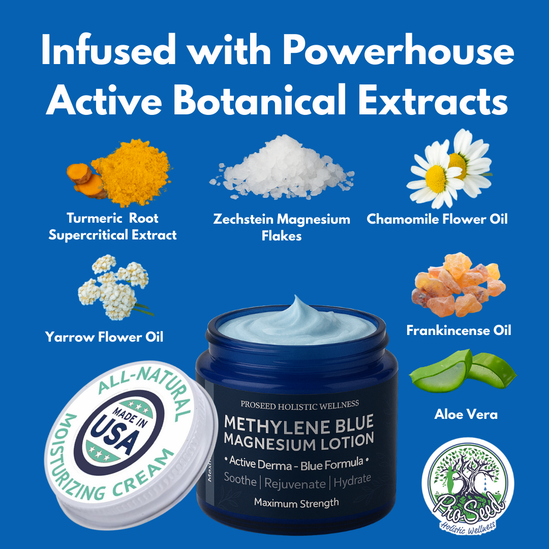 Methylene Blue Magnesium Lotion | All-Natural - VEGAN | Handmade Fresh | 2oz