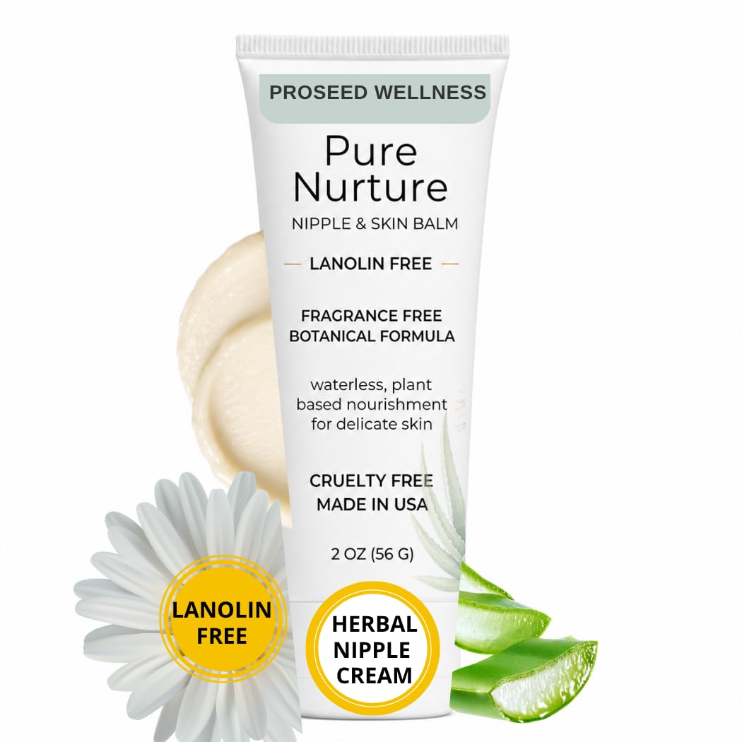 Lanolin Free Nipple Cream for Breastfeeding – Botanical Nipple Butter with Shea Butter, Aloe & Chamomile – Soothing Nursing Balm for Dry Sensitive Skin – Postpartum Essentials, 2 oz