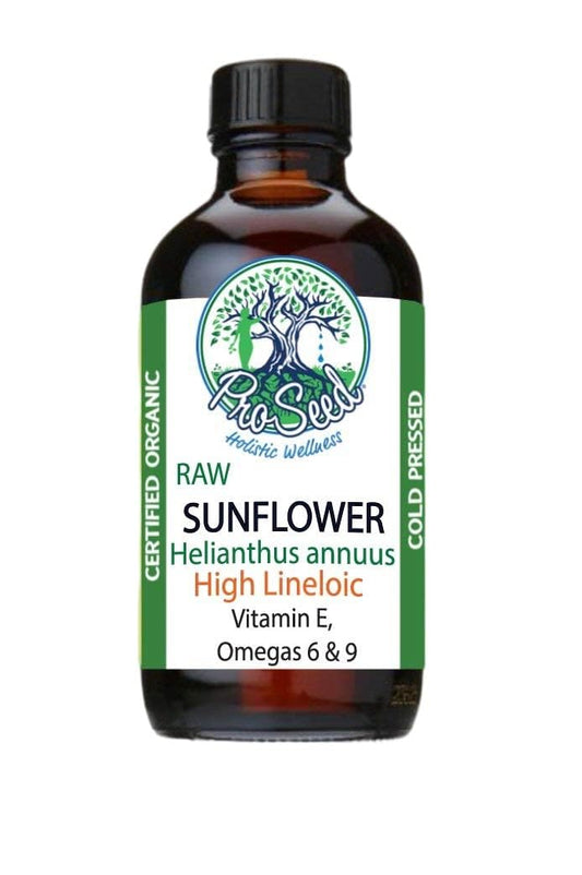 ProSeed Handmade Cold-Pressed Organic Sunflower Seed Oil – Virgin & Unrefined Helianthus Annuus for Skin, Hair and Moisturizing – Rich in Vitamin E, Omega 6 & 9 – 16oz Amber Glass Bottle
