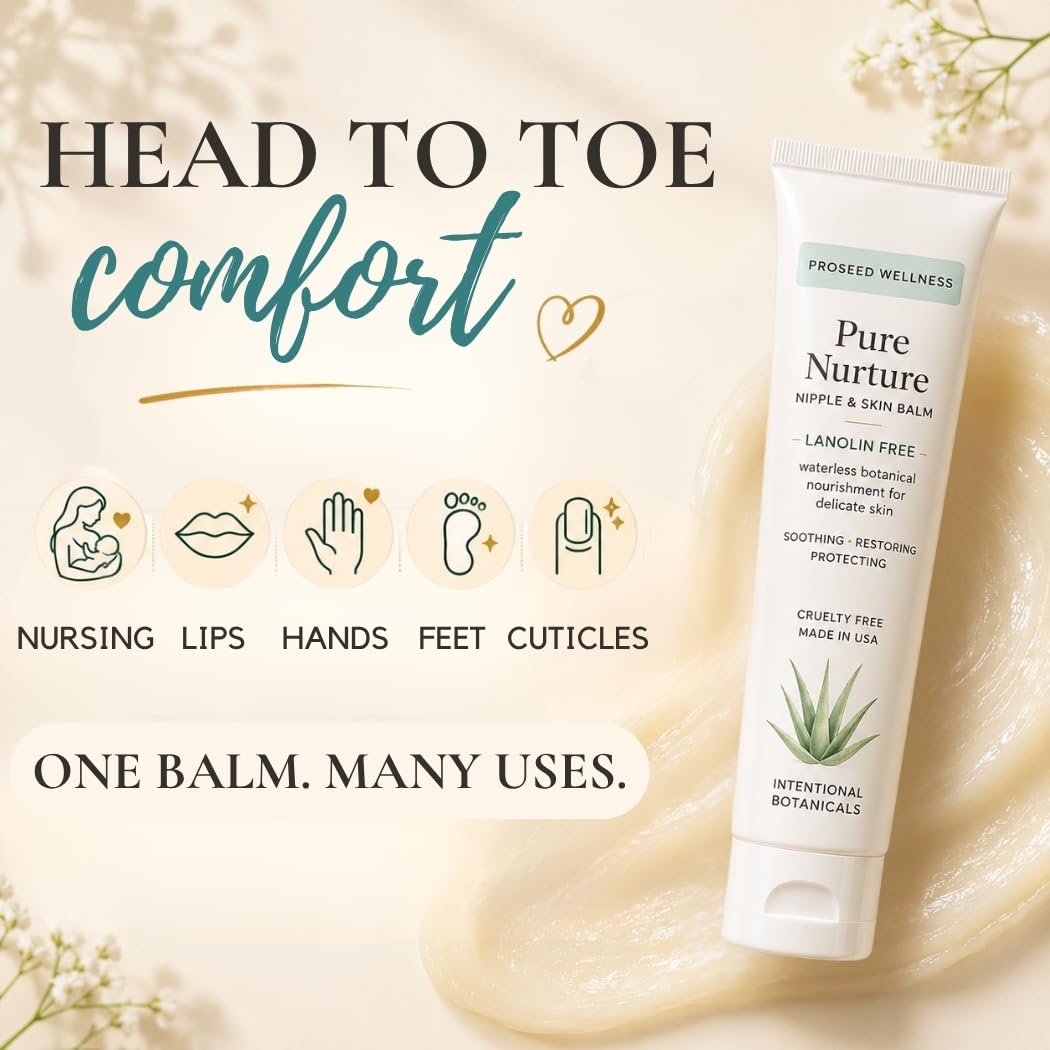 Lanolin Free Nipple Cream for Breastfeeding – Botanical Nipple Butter with Shea Butter, Aloe & Chamomile – Soothing Nursing Balm for Dry Sensitive Skin – Postpartum Essentials, 2 oz