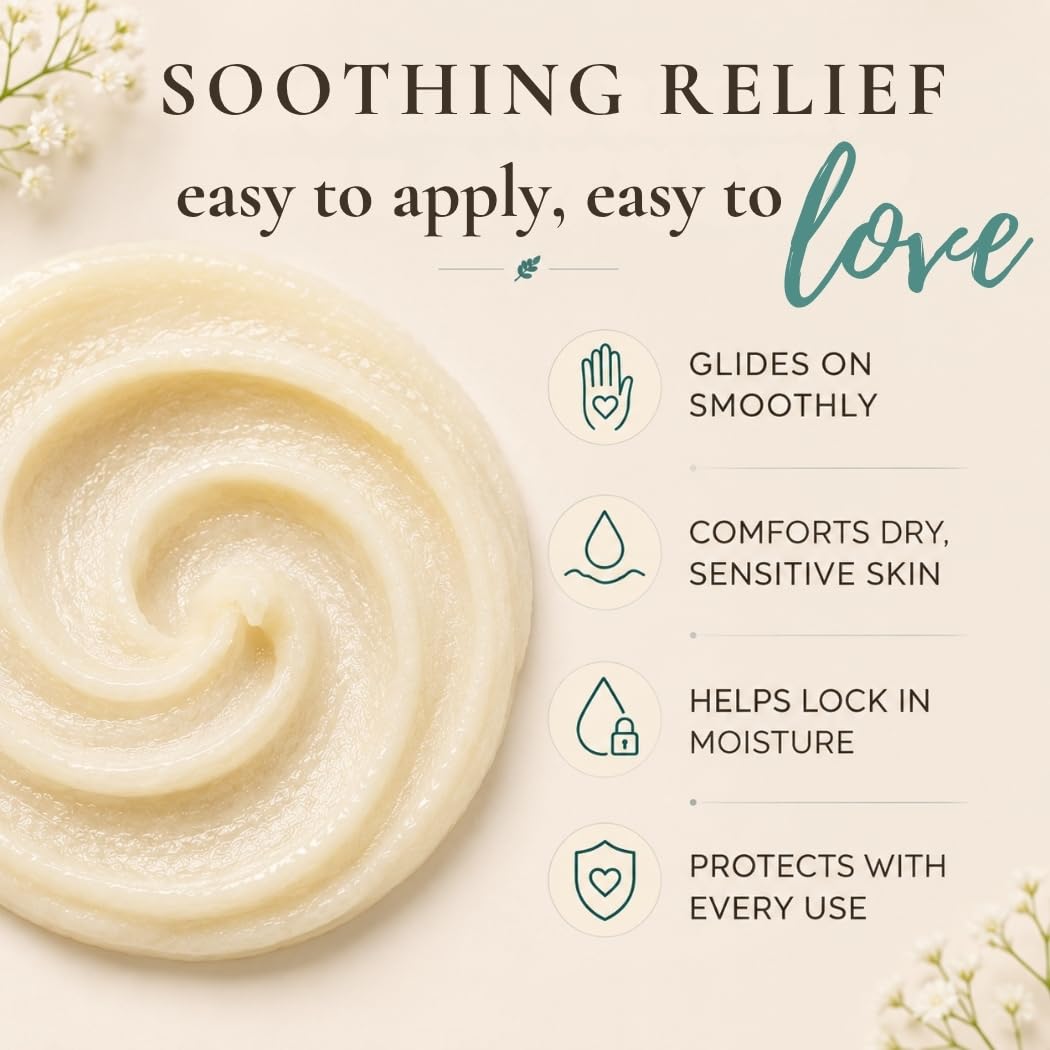 Lanolin Free Nipple Cream for Breastfeeding – Botanical Nipple Butter with Shea Butter, Aloe & Chamomile – Soothing Nursing Balm for Dry Sensitive Skin – Postpartum Essentials, 2 oz