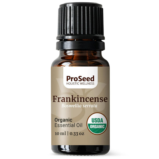 ProSeed Organic Essential Oil – Steam Distilled for Aromatherapy, Calm & Skin Care – Non-GMO, Handmade 10ml (0.33oz) (Frankincense)