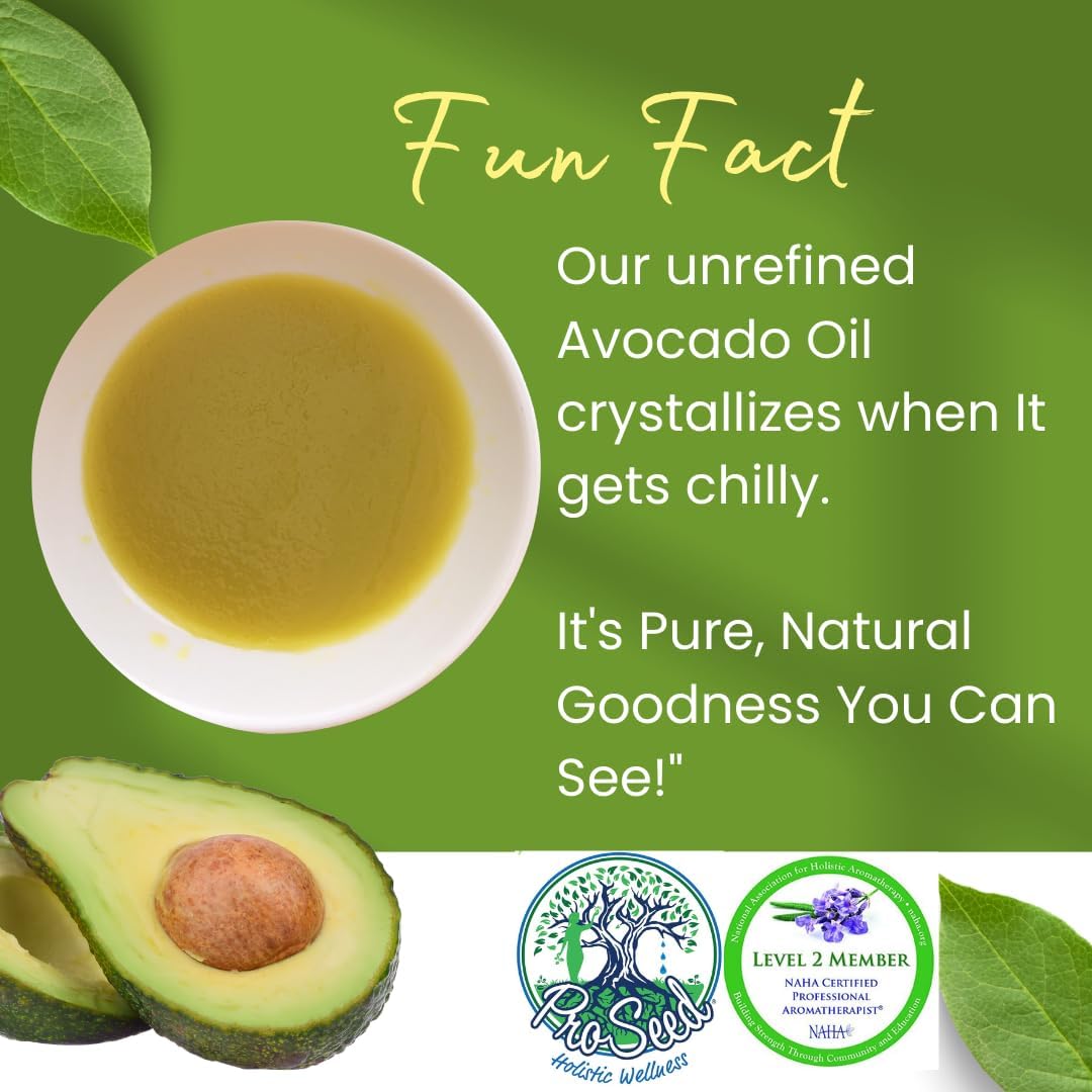 ProSeed Handmade Raw Avocado Oil – Pure, Cold-Pressed & Unrefined – Moisturizing Oil for Skin, Hair & Cooking – With Vitamins A, D & E – BPA-Free, (16oz) Glass Bottle