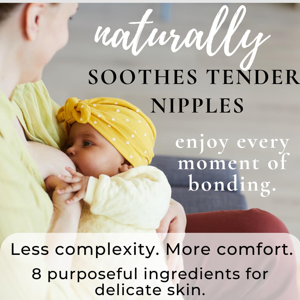 Lanolin Free Nipple Cream for Breastfeeding – Botanical Nipple Butter with Shea Butter, Aloe & Chamomile – Soothing Nursing Balm for Dry Sensitive Skin – Postpartum Essentials, 2 oz