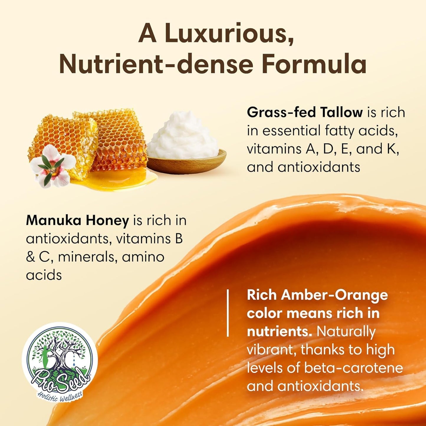 Manuka Honey Unwhipped Tallow Balm – Handmade Grass-Fed Beef Tallow with Frankincense, Vitamin E, Castor Oil, Buah Merah & Turmeric – Hydrates & Nourishes Skin for Men, Women & Kids – 2oz Glass Jar