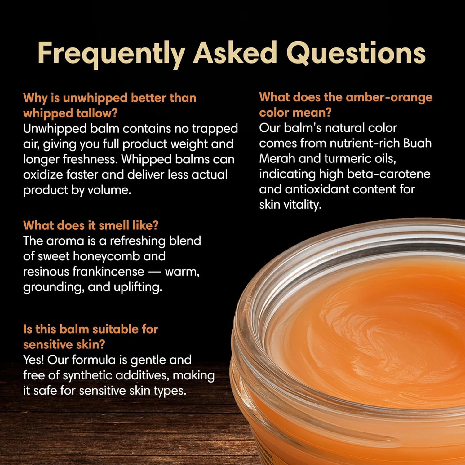 Manuka Honey Unwhipped Tallow Balm – Handmade Grass-Fed Beef Tallow with Frankincense, Vitamin E, Castor Oil, Buah Merah & Turmeric – Hydrates & Nourishes Skin for Men, Women & Kids – 2oz Glass Jar