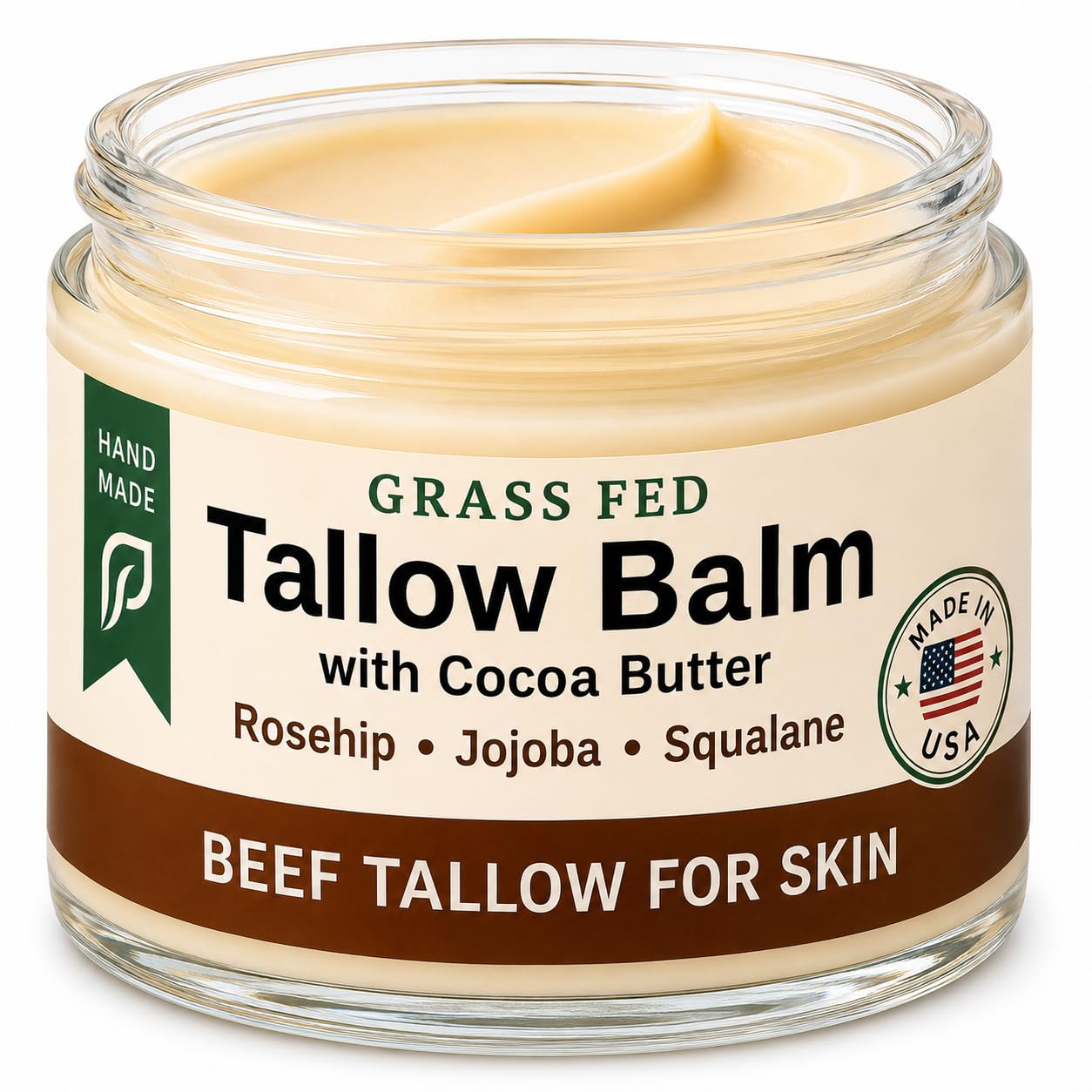 Beef Tallow for Skin, Face & Body Tallow Balm Deep Moisture for Dry Skin | Sensitive Skin, Made in USA, Holistic Wellness, Dry Skin Eczema, Psoriasis, Organic Tallow Moisturizer