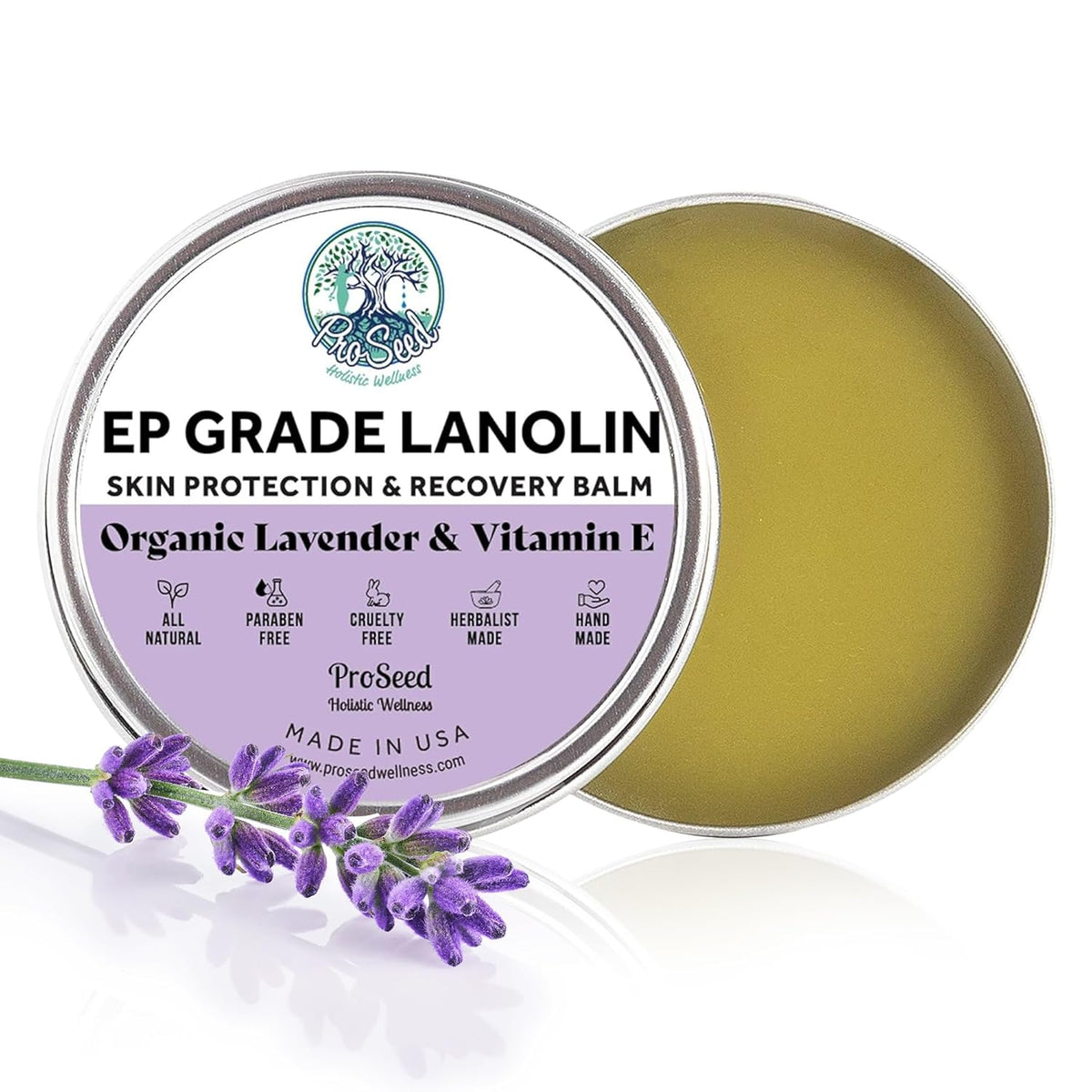 Lavender Infused Lanolin Balm with Vitamin E | 2 oz