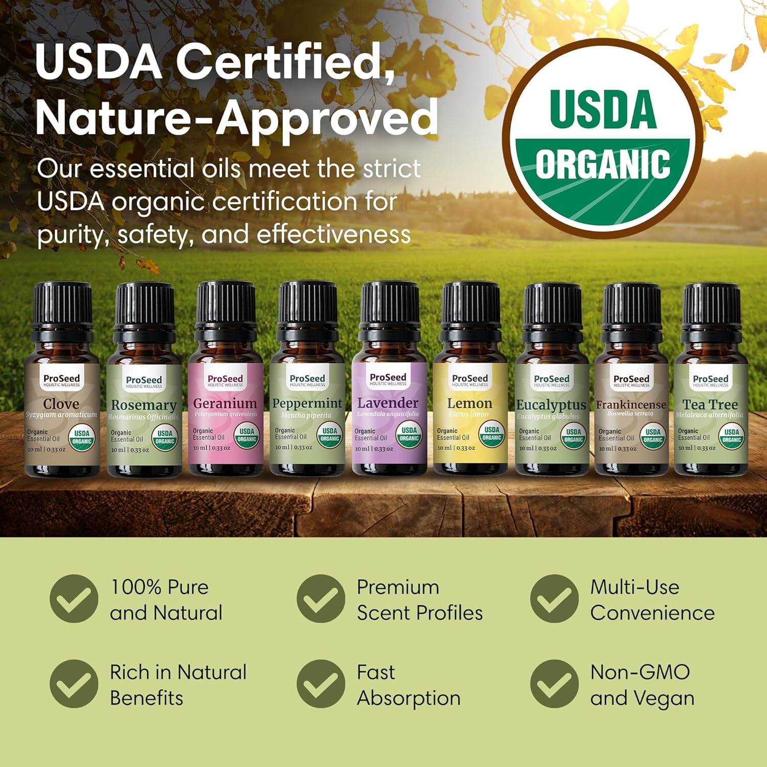 ProSeed Organic Essential Oil – Steam Distilled for Aromatherapy, Calm & Skin Care – Non-GMO, Handmade 10ml (0.33oz) (Rosemary)