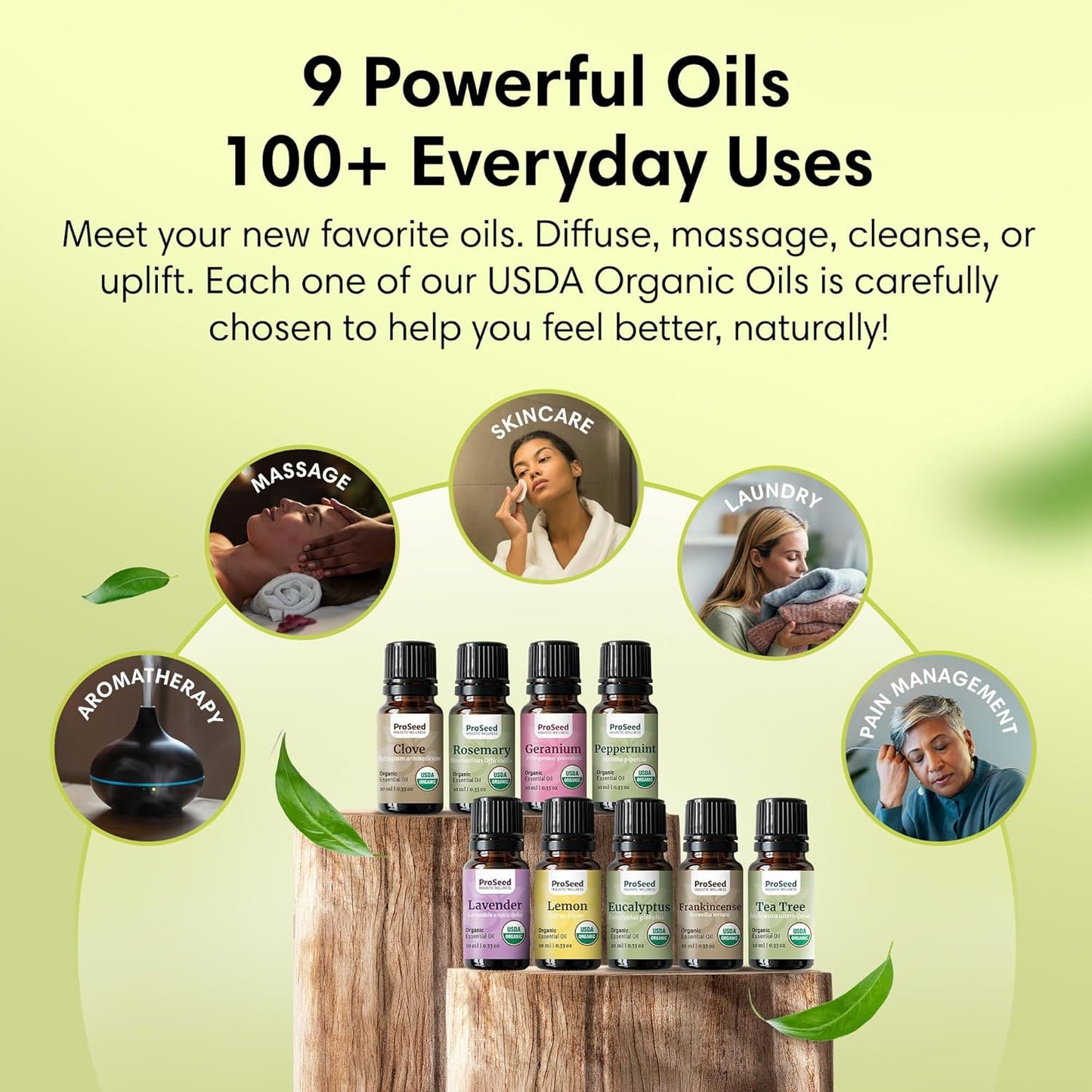 ProSeed Organic Essential Oil – Steam Distilled for Aromatherapy, Calm & Skin Care – Non-GMO, Handmade 10ml (0.33oz) (Tea Tree)