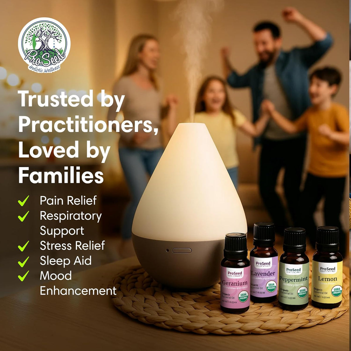 ProSeed Organic Essential Oil – Steam Distilled for Aromatherapy, Calm & Skin Care – Non-GMO, Handmade 10ml (0.33oz) (Eucalyptus)