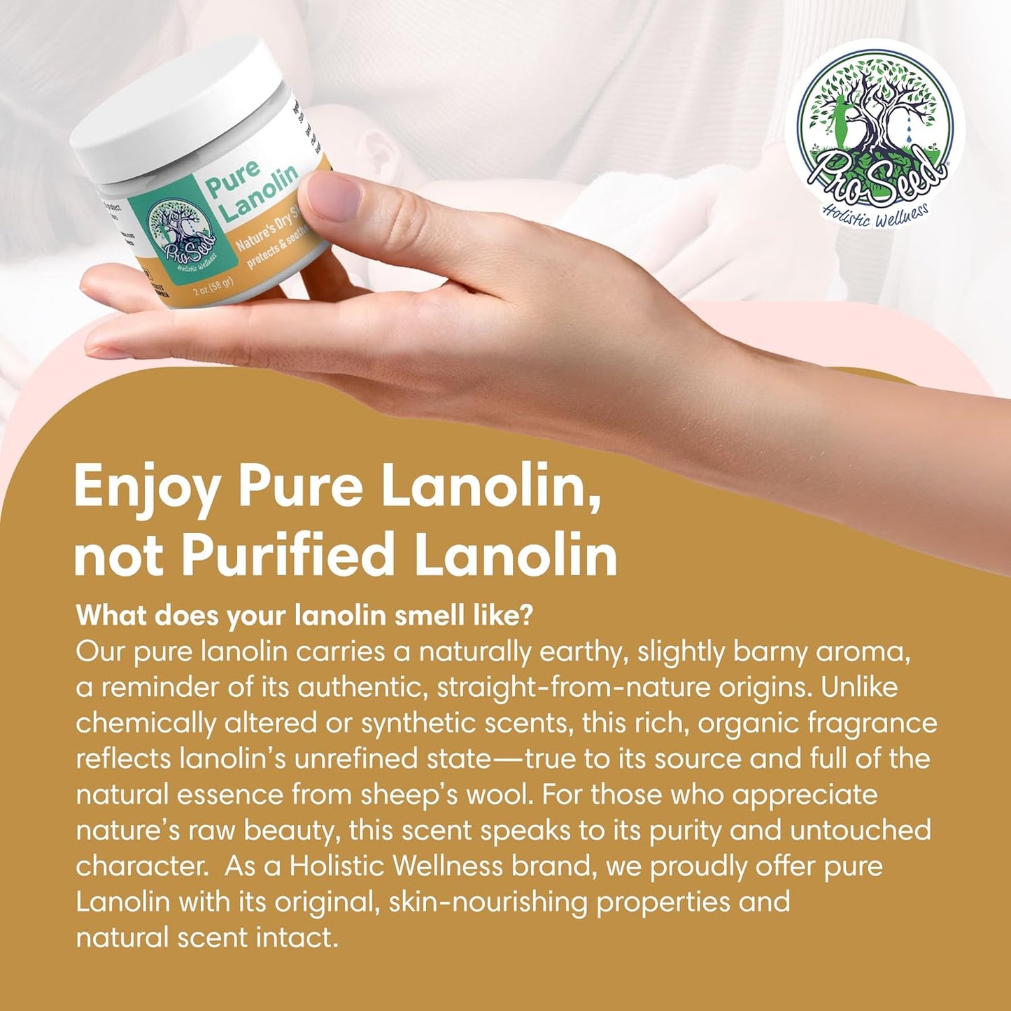 GLASS JAR | 100% Pure All Natural Anhydrous Lanolin USP US Pharmacopeia Grade | Nipple Care and All Purpose Skin Balm, Dry Itchy Skin Relief | SUSTAINABLE Glass Jar | Single Ingredient | 2oz