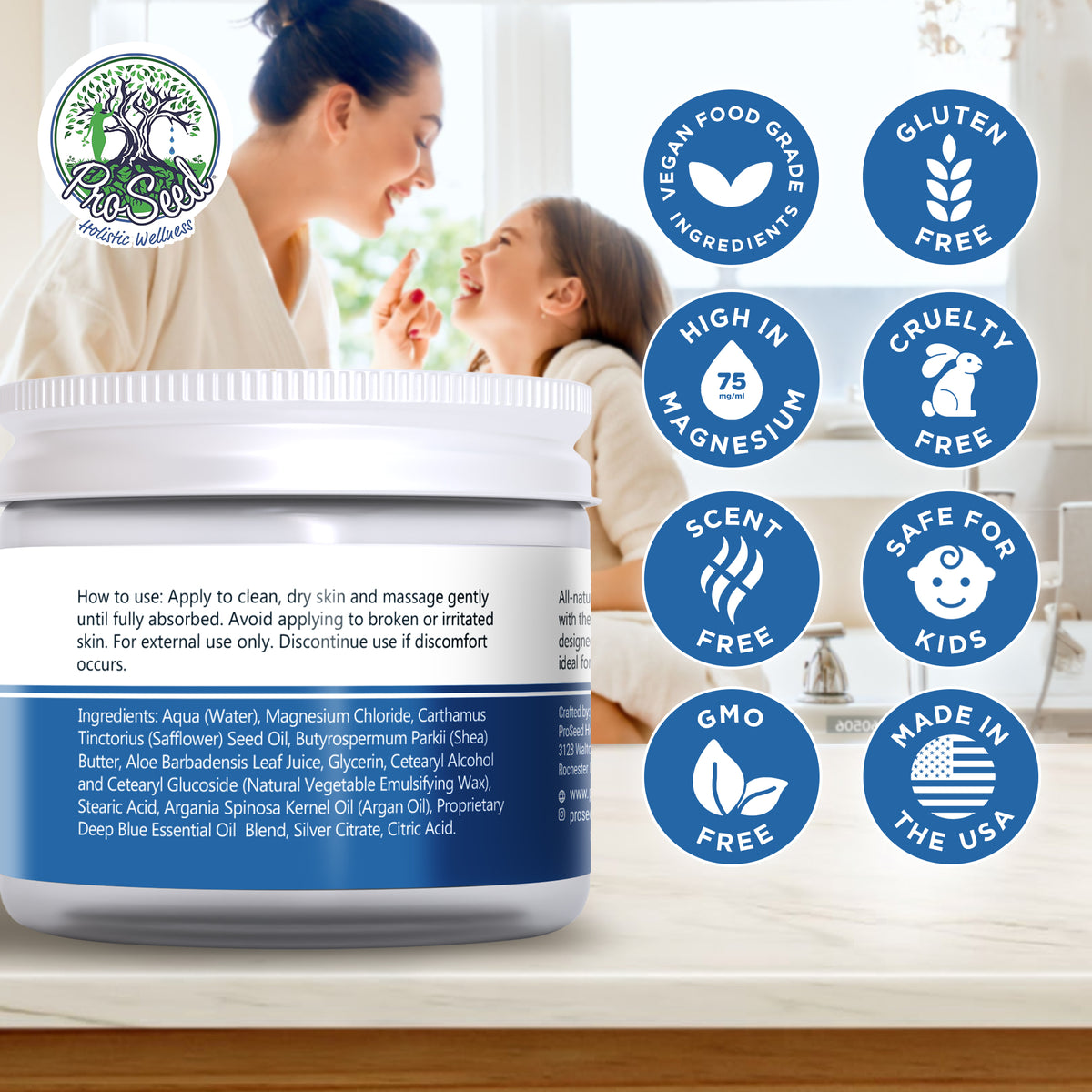 Deep Blue Magnesium Lotion | All-Natural - VEGAN | Handmade Fresh | KID SAFE | 2oz