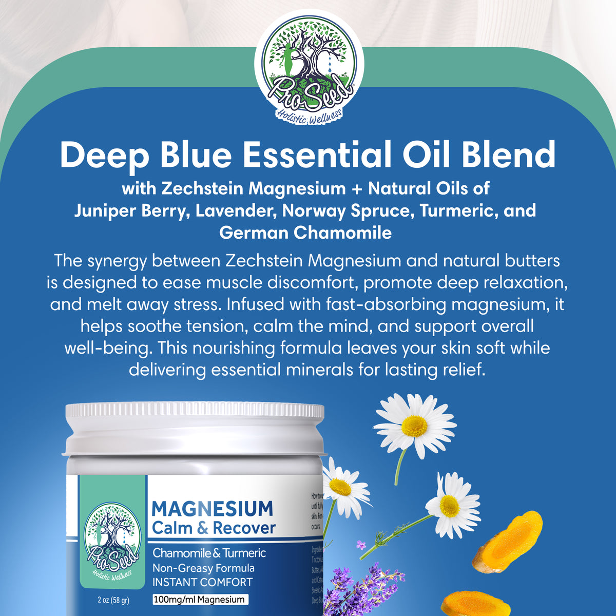 Deep Blue Magnesium Lotion | All-Natural - VEGAN | Handmade Fresh | KID SAFE | 2oz