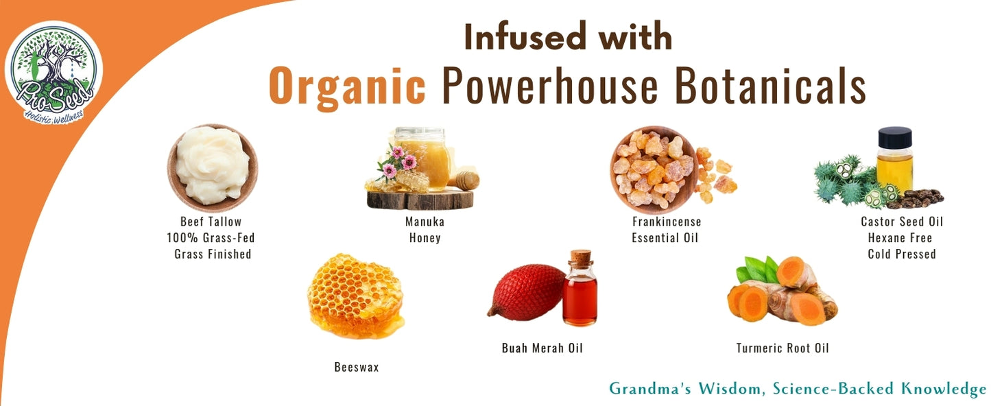 Manuka Honey Unwhipped Tallow Balm – Handmade Grass-Fed Beef Tallow with Frankincense, Vitamin E, Castor Oil, Buah Merah & Turmeric – Hydrates & Nourishes Skin for Men, Women & Kids – Travel Size