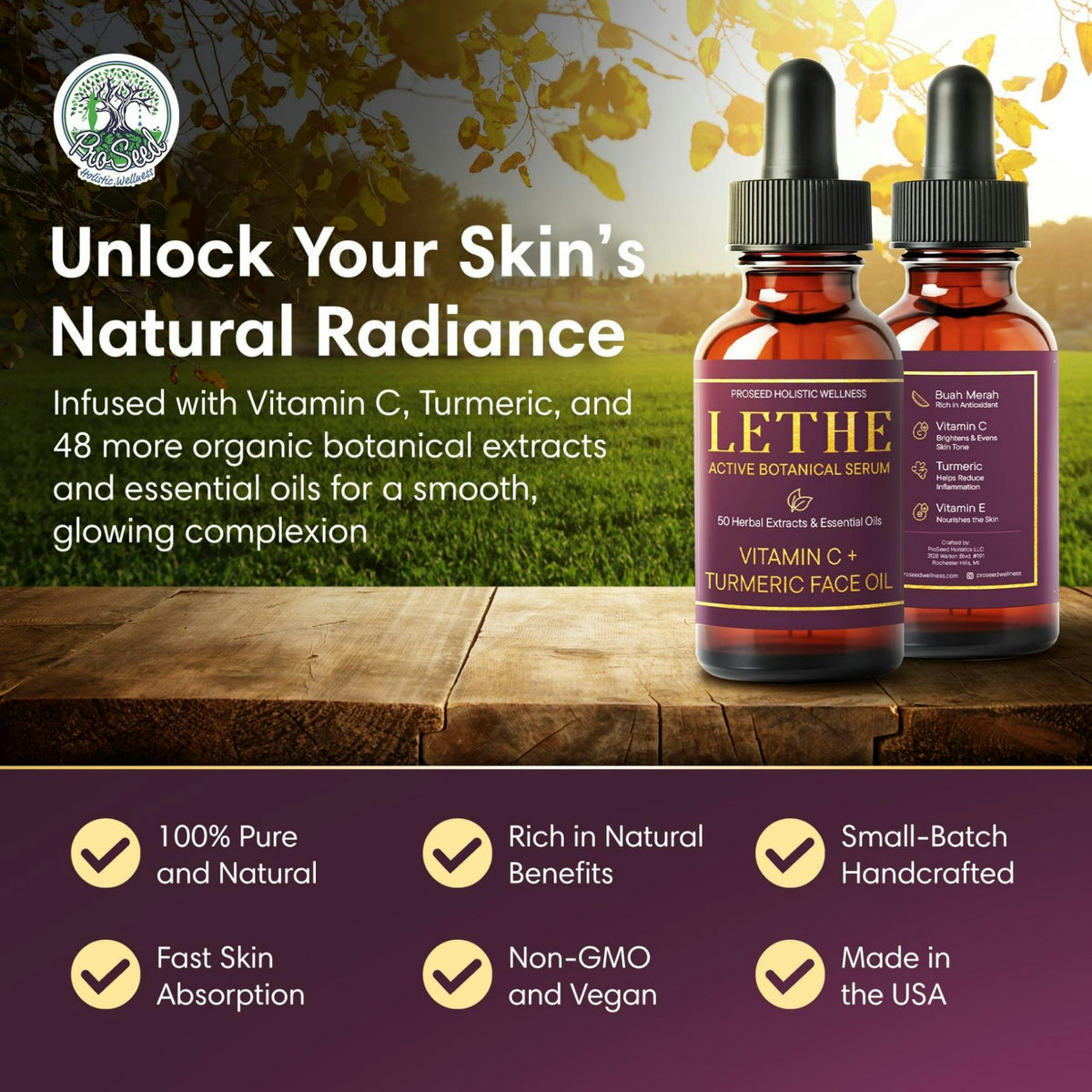 LETHE Active Botanical Serum | Vitamin C + Turmeric Face Oil