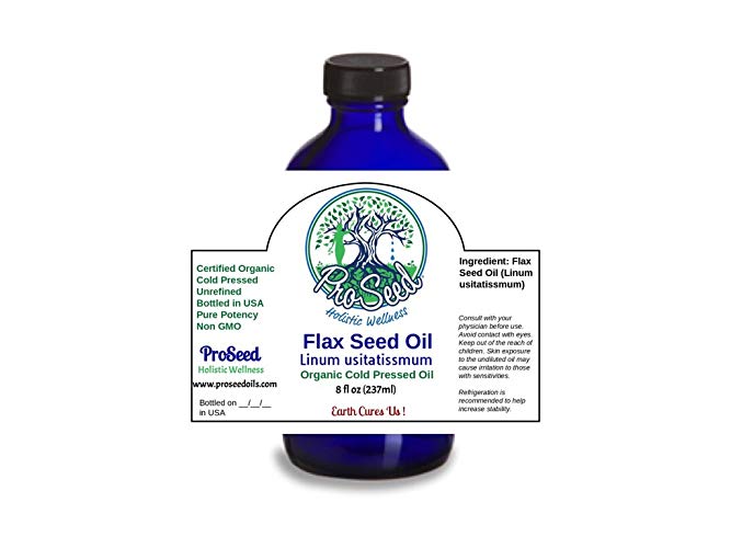 Organic Flax Seed Linseed Oil | RAW Virgin Unfiltered Cold Pressed | NON GMO High OMEGAS Healthy Essential Fatty Acids | Linum usitatissmum | - ProSeed Holistic Wellness